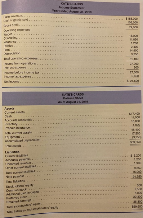 Serial Problem: Kate's Cards from Chapter 1 through Chapter 1l.) Kate has