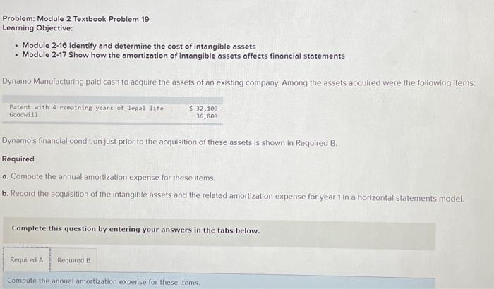 pls help i will like asap Problem: Module 2 Textbook Problem 19