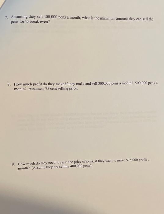 Analysis Straight Lines Pen \& Ink Company produces ink pens. The pens