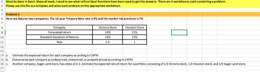  please solve in excel and show all formulas 2 Must be