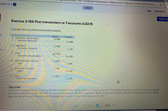  on=con&external_browser=0&launchUrl=https%253A%252F%252Fncc... nment 23 Saved Help Save & Exit Check my Exercise