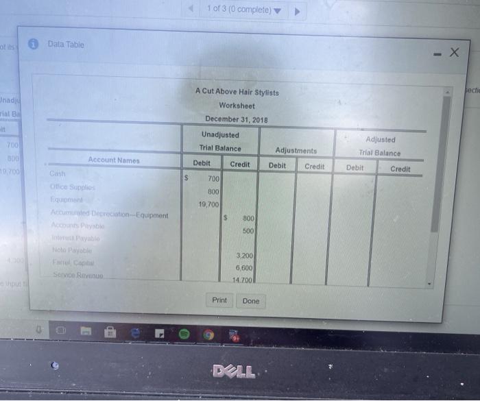  1 of 3 (0 complete) Data Table ech hadid la B