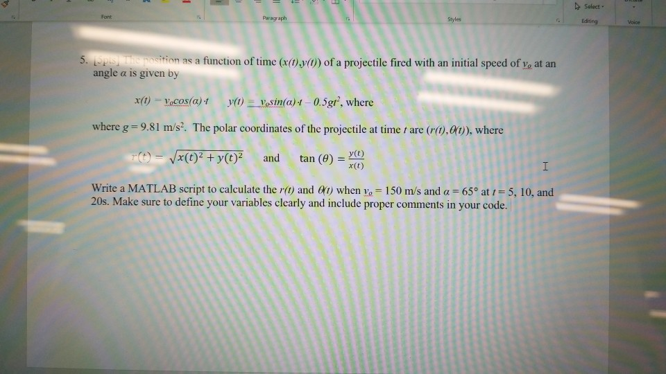  using a matlab script Select Editing 5. Ppshe position as a