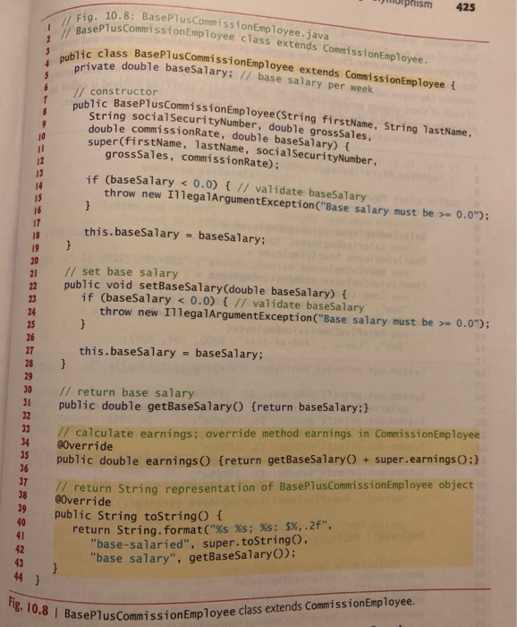 hierarchy. Display each Employees details (String representations and earnings) I // Fig.