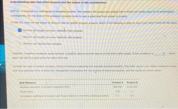  Understanding risks that affect projects and the impact of risk consideration
