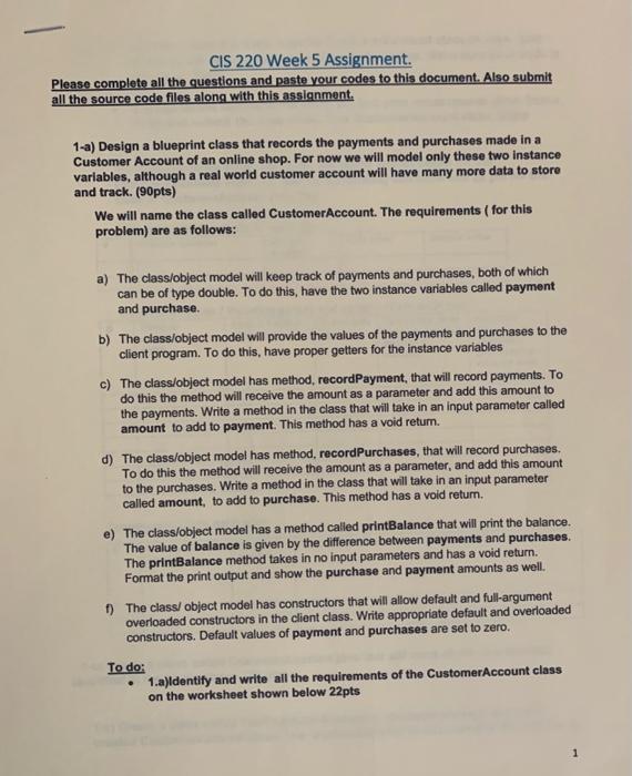  CIS 220 Week 5 Assignment. Please complete all the questions and