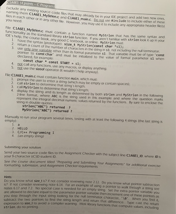  A6E1 (4 points-C Program Exclude any existing source code files that