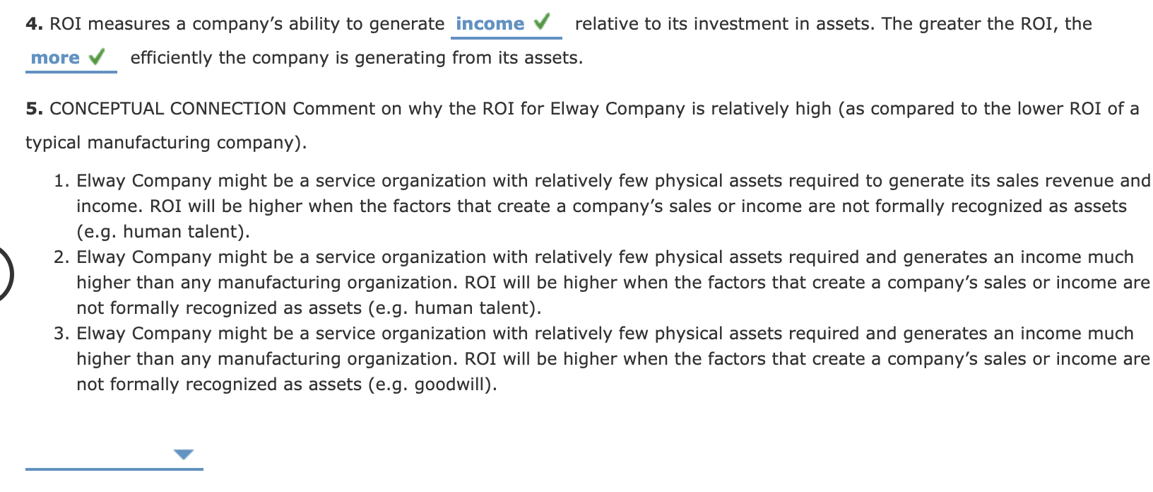 on Investment, Average Operating Assets Elway Company provided the following income statement