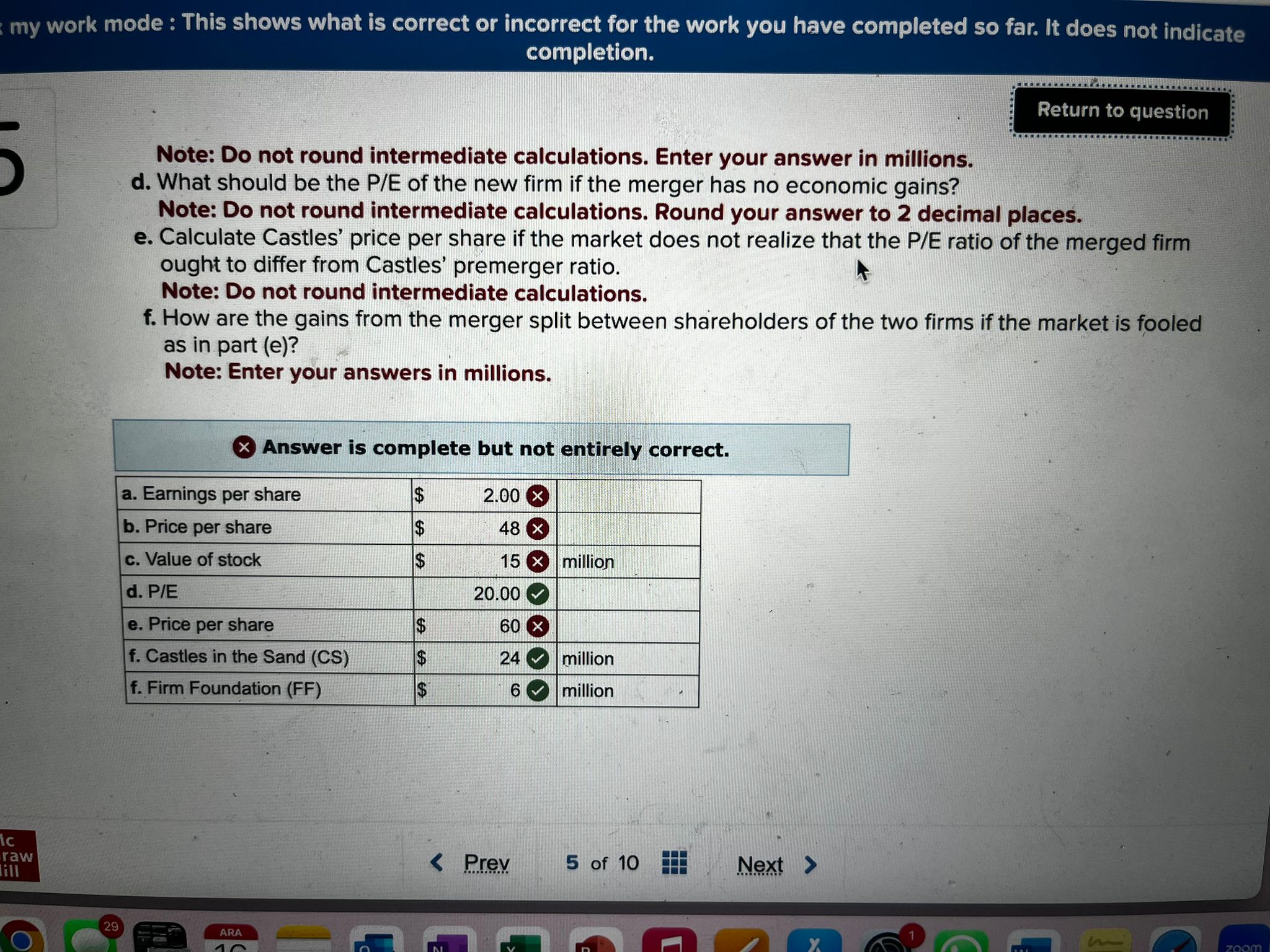  y work mode: This shows what is correct or incorrect for