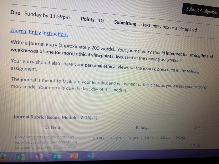 Submit Assignmeni Due Sunday by 11:59pm Points 10 Submitting a text