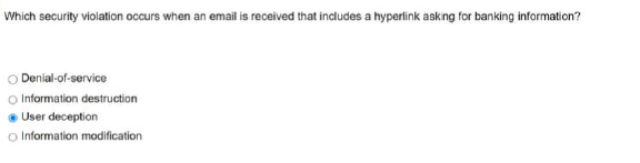  Which security violation occurs when an email is received that includes