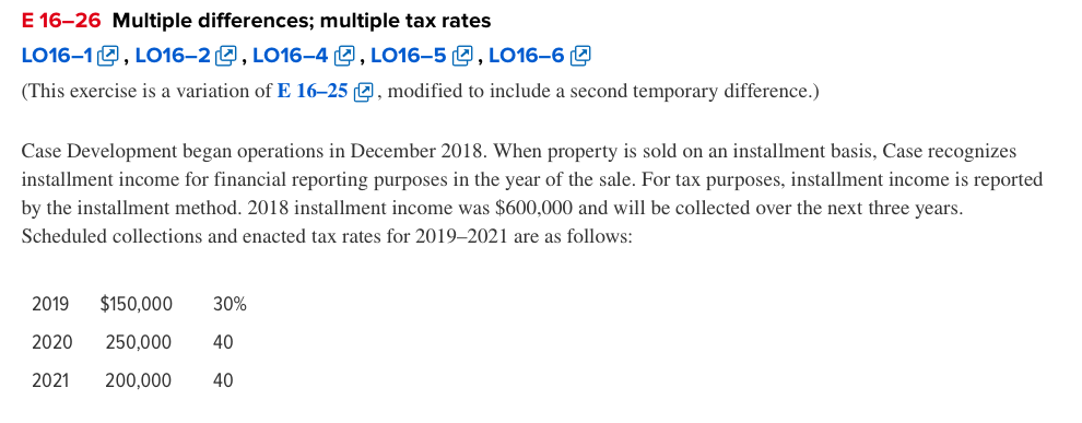 E 16-26 Multiple differences; multiple tax rates 016-103. L016-2 @ ,