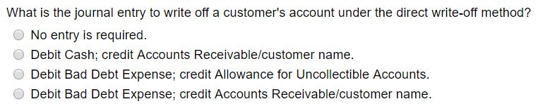  What is the journal entry to write off a customer's account
