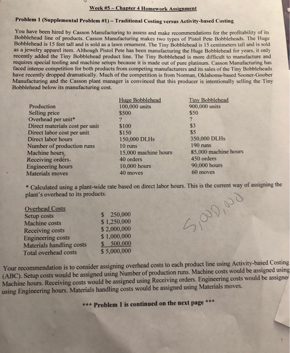  Week #5 - Chapter 4 Homework Assignment Problem 1 (Supplemental Problem