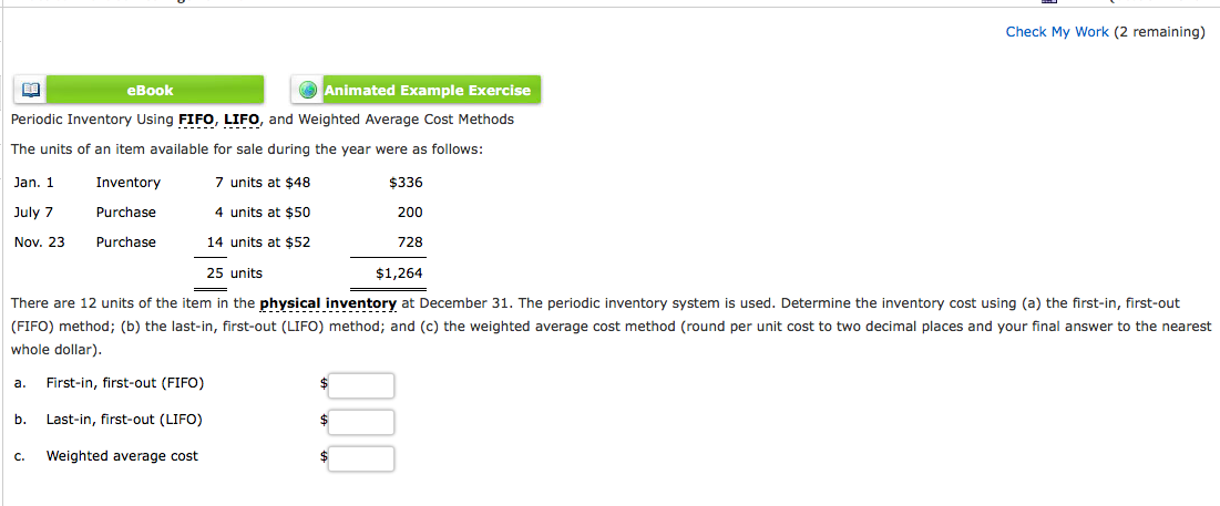 Periodic Inventory Using FIFO, LIFO, and Weighted Average Cost Methods The