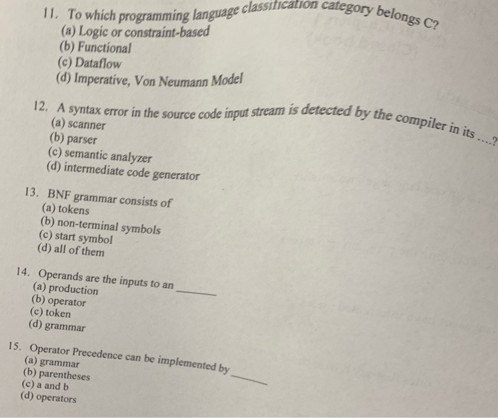  II. To which programming langugsgr belongs (a) Logic or constraint-based (b)