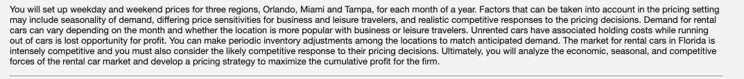  You will set up weekday and weekend prices for three regions,
