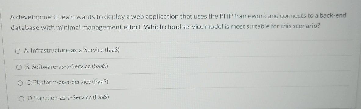  A development team wants to deploy a web application that uses