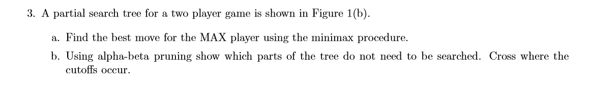 3. A partial search tree for a two player game is