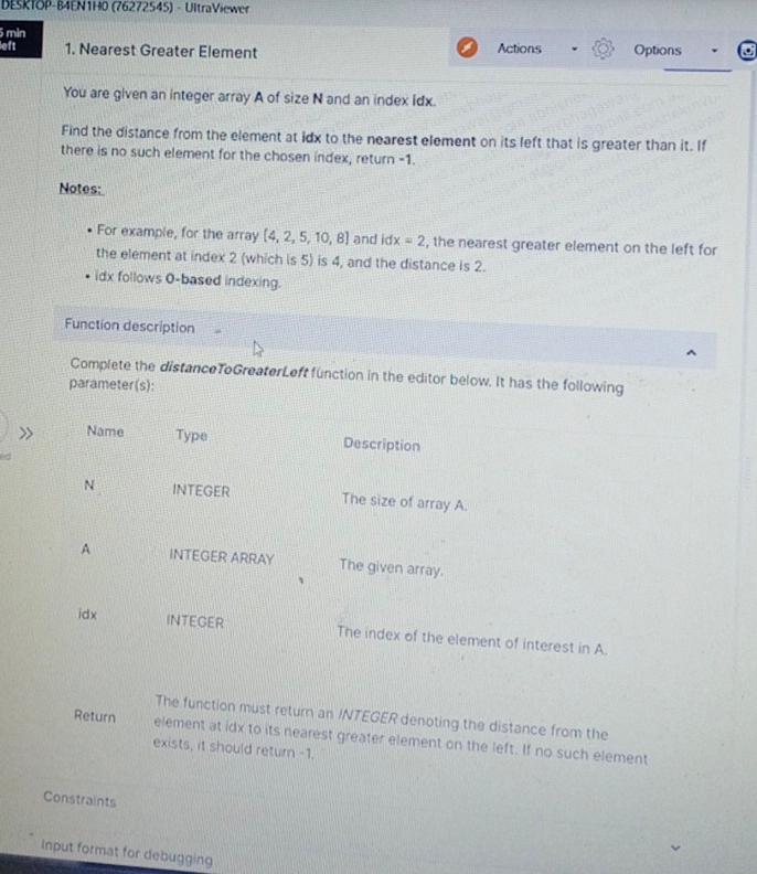  Nearest Greater Element Actions Options You are given an integer array