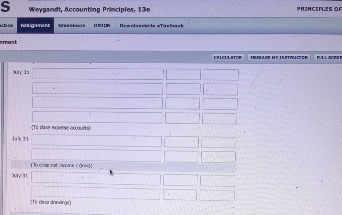 PRI Prepare the closing entries. (Credit account titles are automatically Indented when