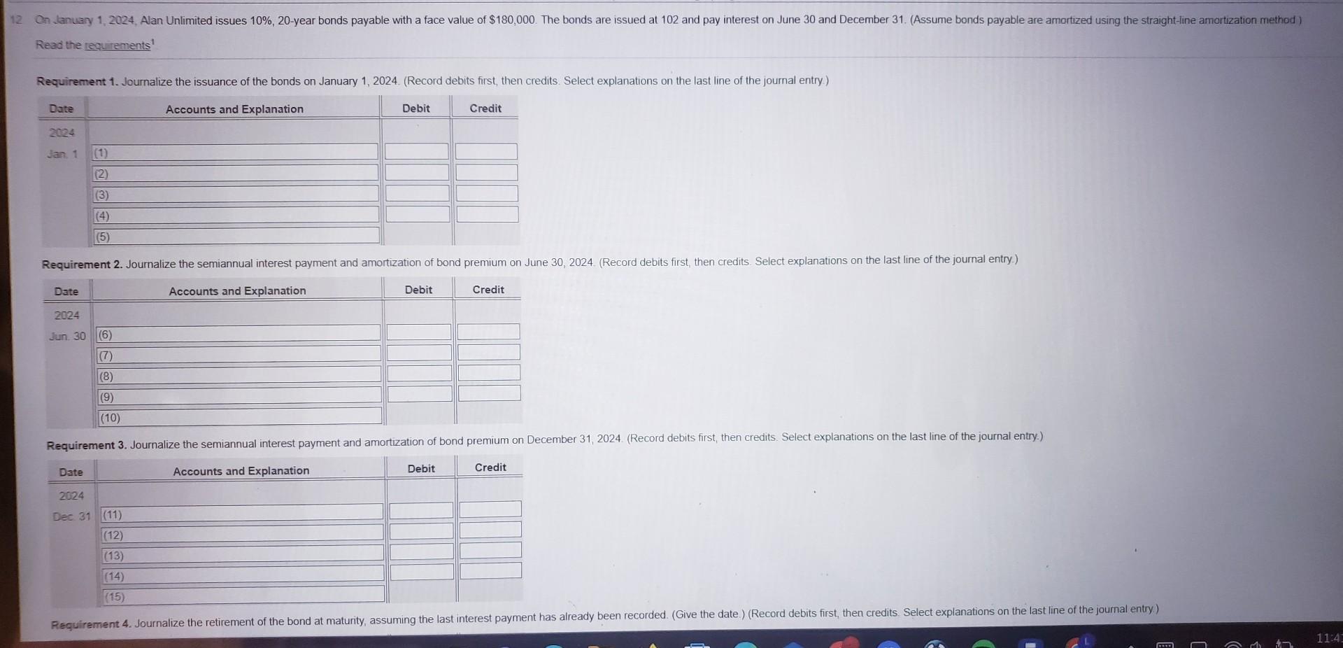 Please answer this question. Read the requrements 1 Requirement 1. Journalize the
