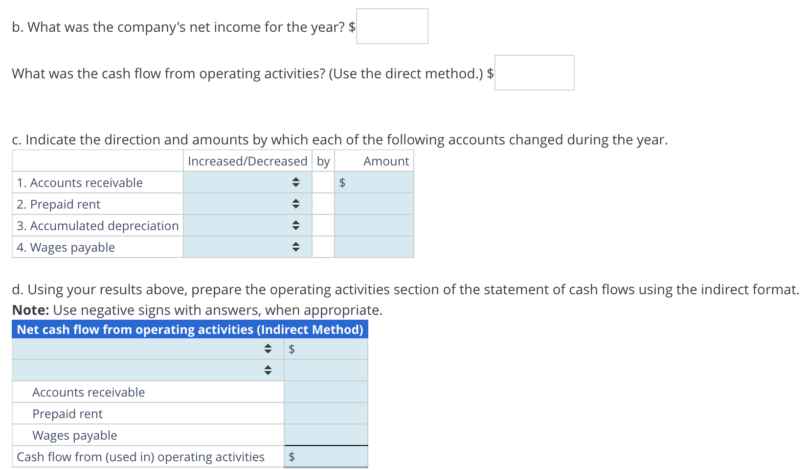 items above into the Financial Statement Effects Template. Under noncash assets, use
