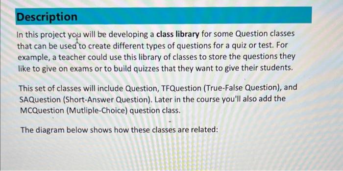 java code Description In this project youd will be developing a class