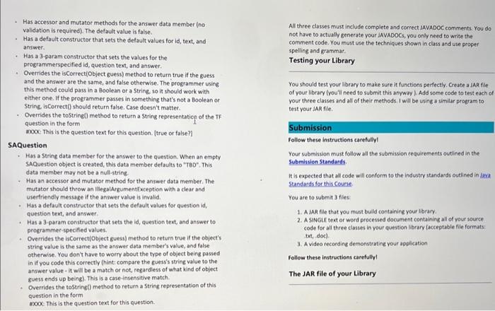 could use this library of classes to store the questions they like