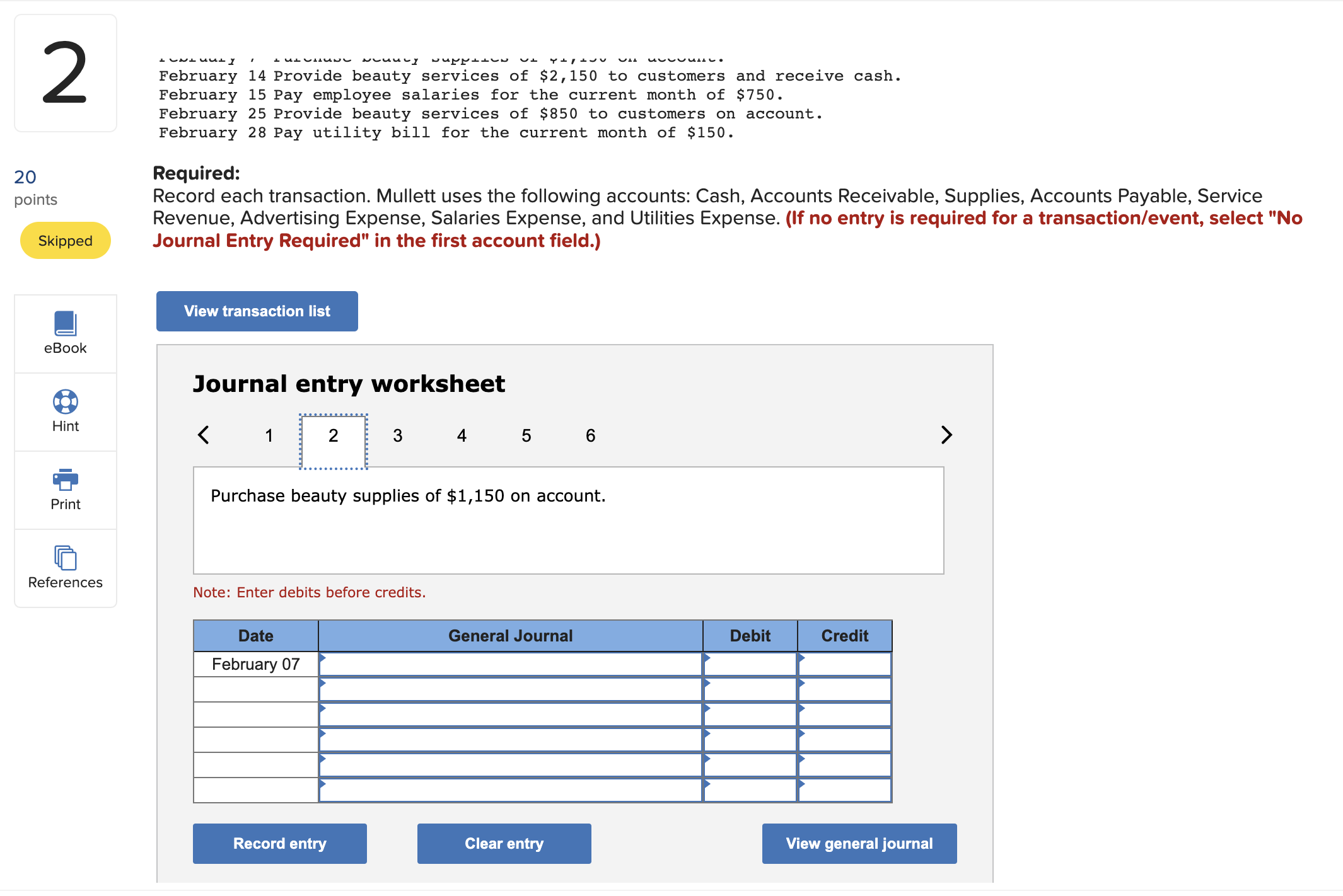 had the following external transactions. Required: Using the external transactions below, compute