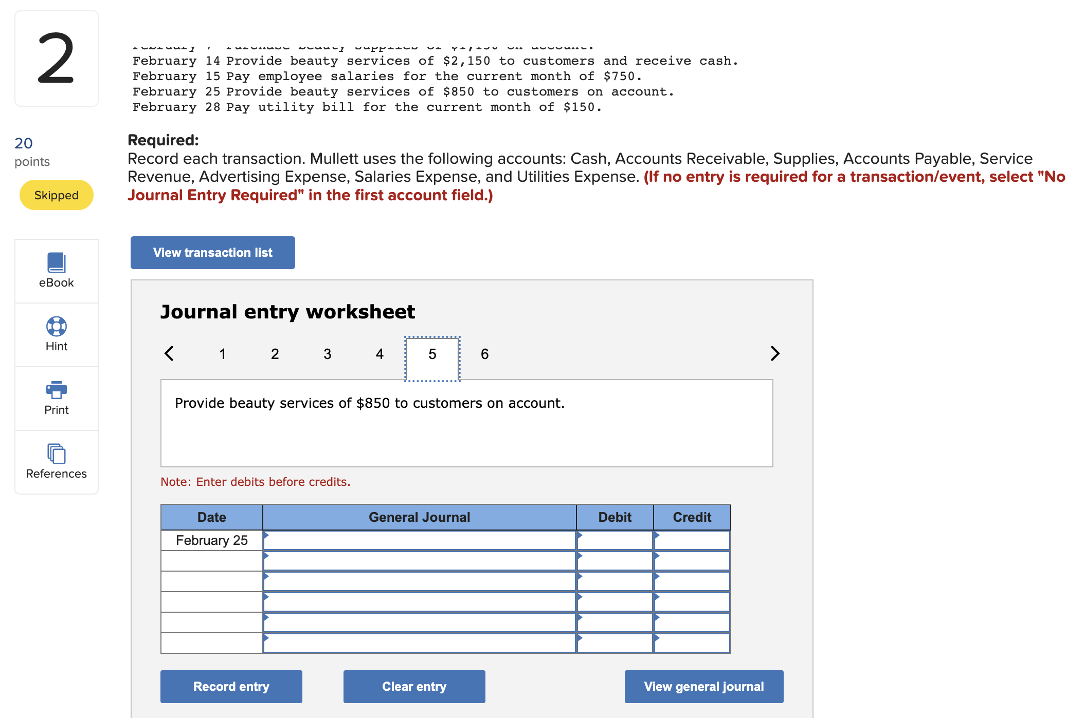 month of February. February 2 Pay $550 for radio advertising for February.