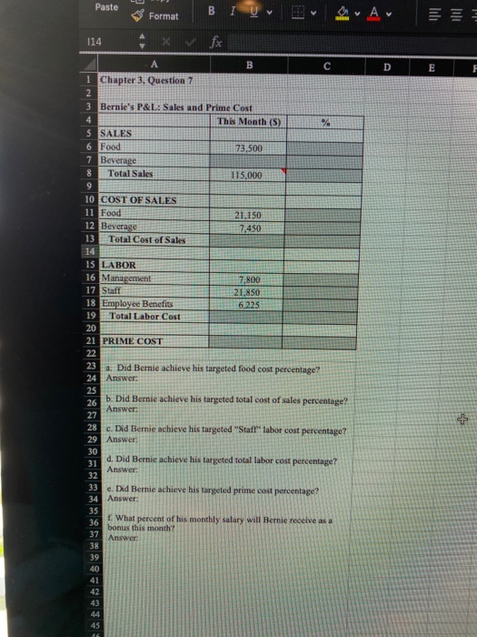  Paste BIU Av Format fx 114 A D E 1 Chapter