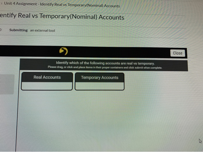  > Unit 4 Assignment - Identify Real vs Temporary(Nominal) Accounts entify