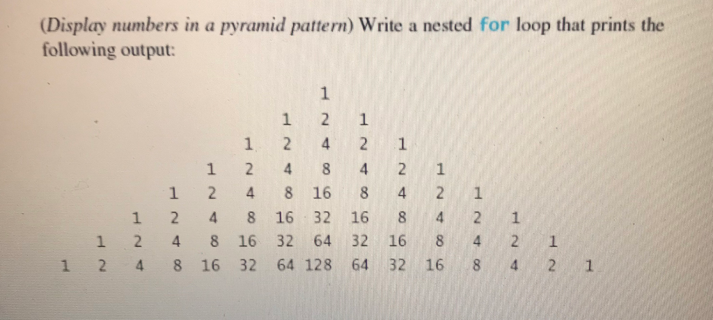  write a java program that display this (Display numbers in a
