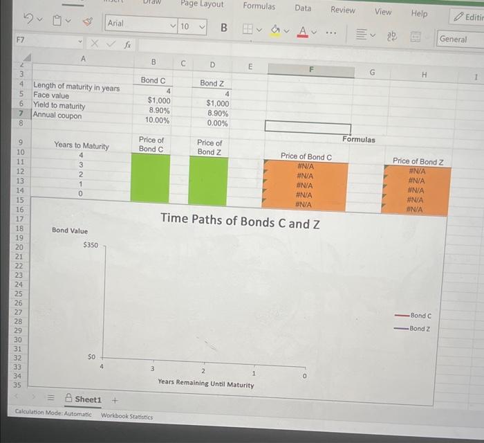  Calculation Mode: Automatic Workbook Statistics. Excel Online Structured Activity: Bond valuation