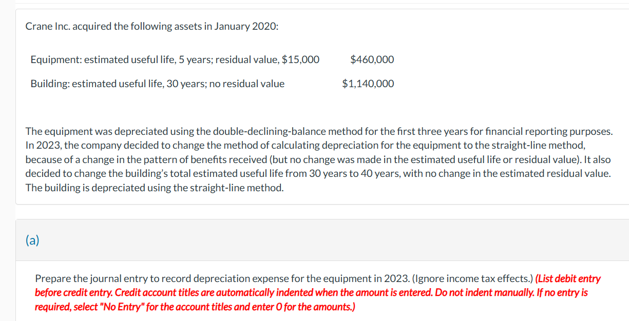 The equipment was depreciated using the double-declining-balance method for the first