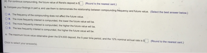 Levin wishes to determine the future value at the end of 5