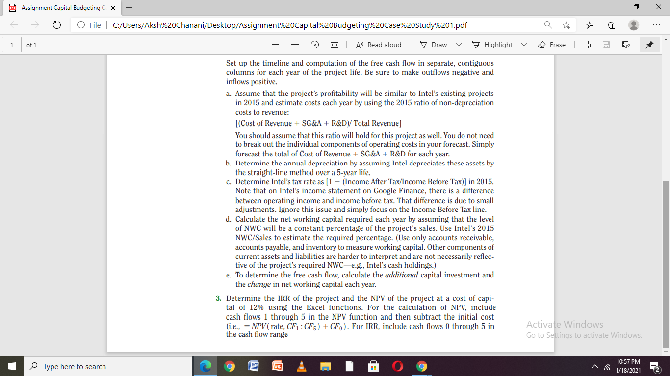 CASE STUDY You have just been hired by Intel in its finance