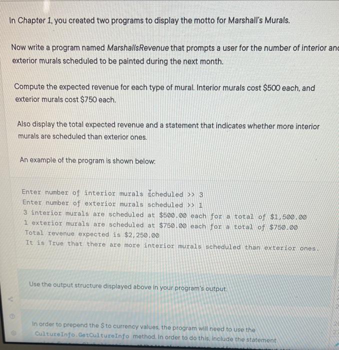 how do i write this output into my code n Chapter 1,