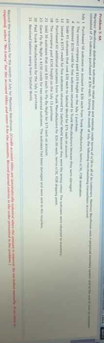  Problem 5 AA Martinez Warehouse distributes suitcases to retail stores and