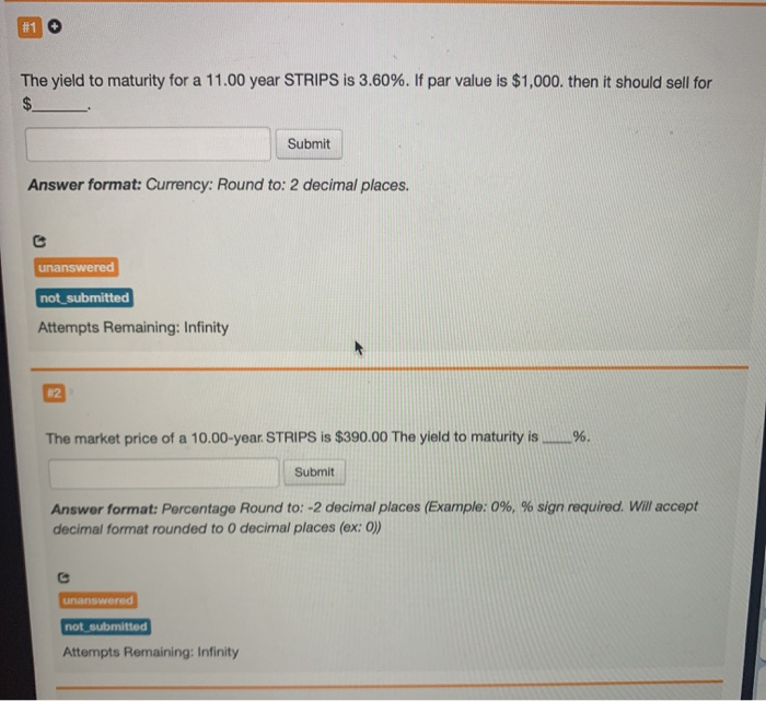 please help with #1 and #2! The yield to maturity for a