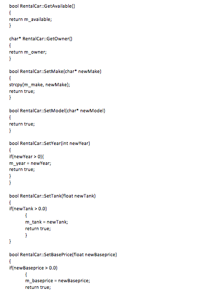 void SensCon; void SensCon(char: void SensCpy(const Carsensor &initsensor: //primary get methods char