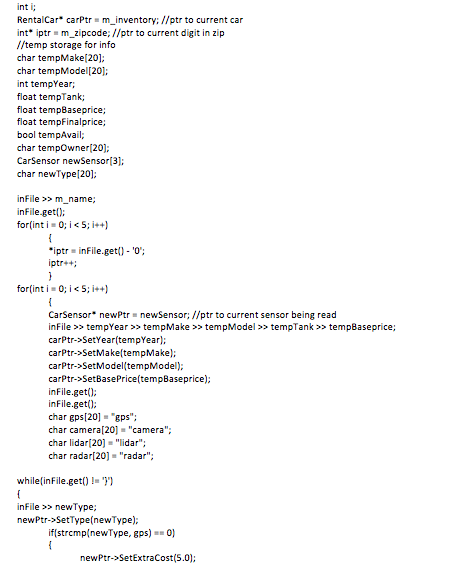 10'); n_extracost = 0.0; void CarSensor:SensCon(char startType) strcpy(m_type, startTypel: if(startType"gps) m_extracost 5.0;