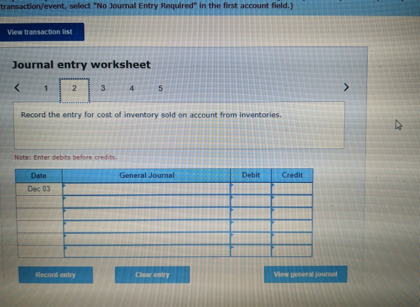 use a perpetual inventory system. : December 3- oel Coporation sold inventory
