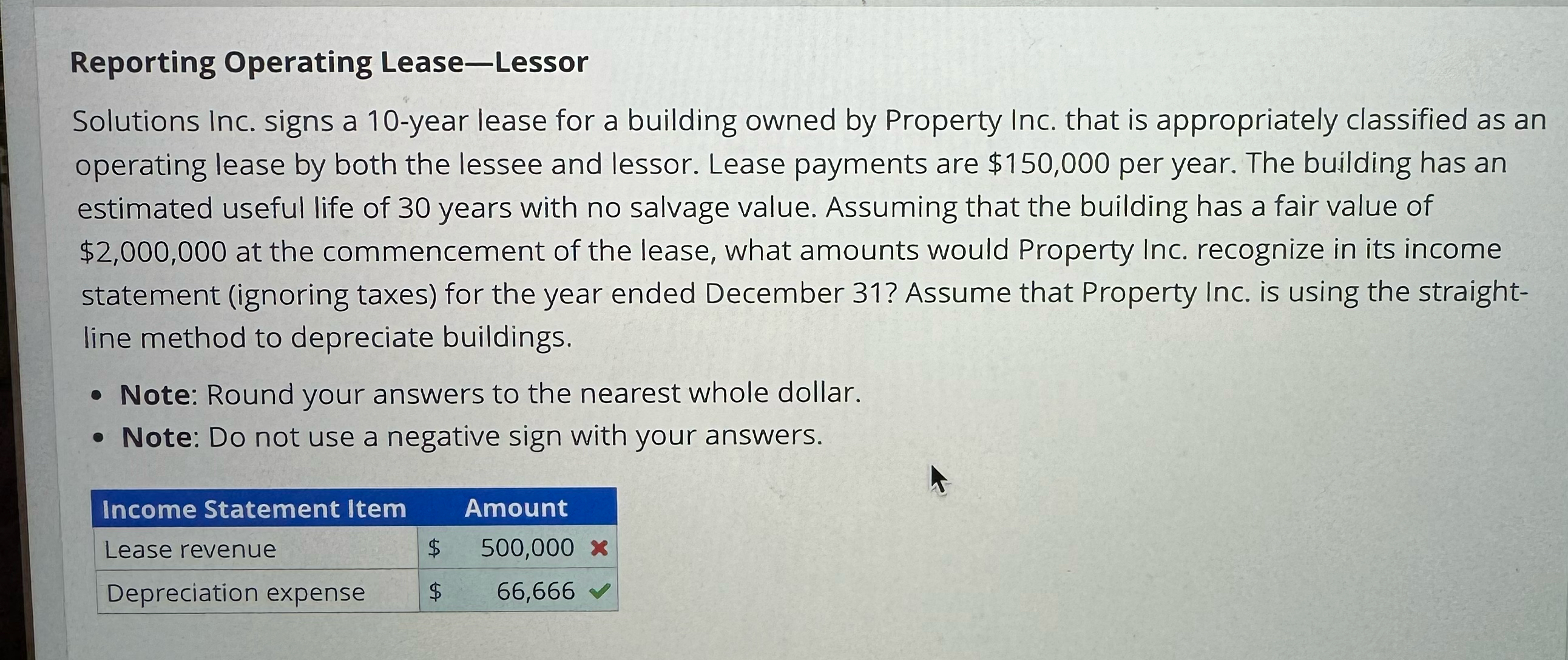  Reporting Operating Lease-Lessor Solutions Inc. signs a 10-year lease for a