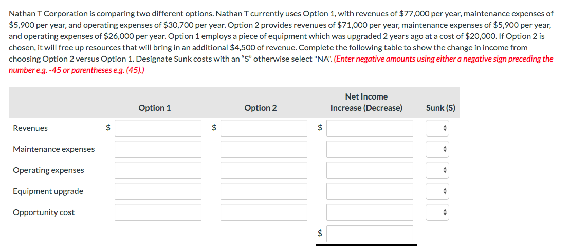 Nathan T Corporation is comparing two different options. Nathan T currently