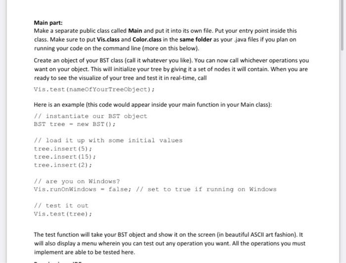 implement the main operations of a binary search tree from the lecture.
