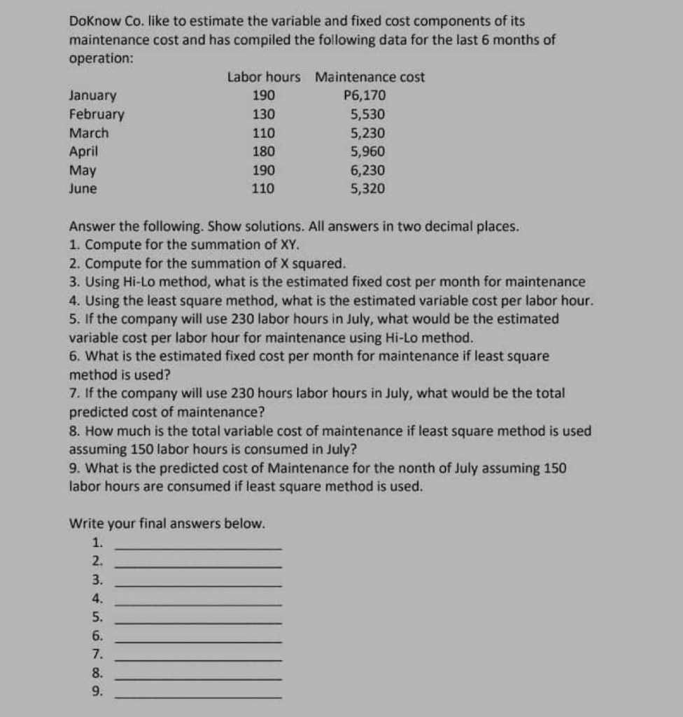 answer numbers 4 5 6 only with solution DoKnow Co. like