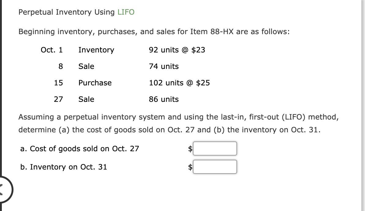 Item Zeta9 are as follows: Oct. 1 Inventory 68 units @ $17