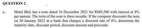 Please help me . please help me .. a. QUESTION 2 Metal